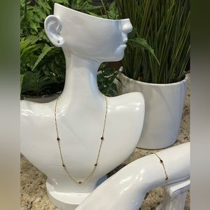 NWOT Solid 14K Gold & Garnet Necklace/Bracelet Set